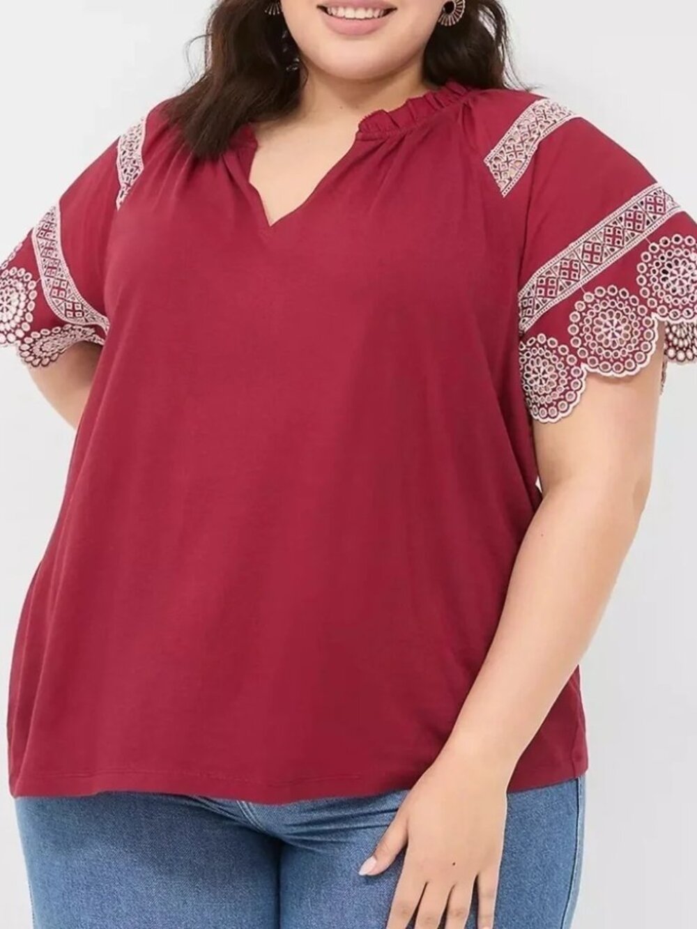 Lane bryant Eyelet Short-Sleeve Knit Top size 22-24